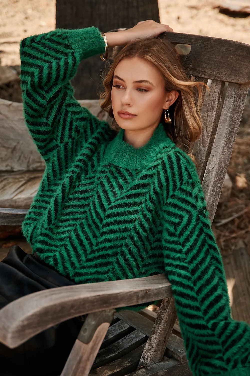 Cheshire Eyelash Chevron Sweater