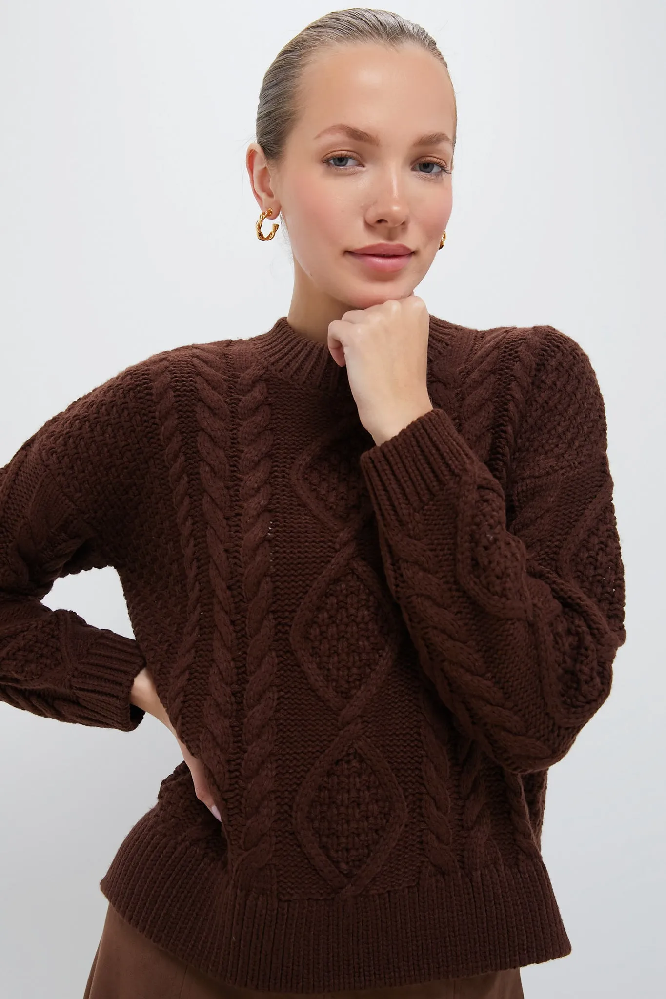 Chocolate Cable Knit Verbier Sweater