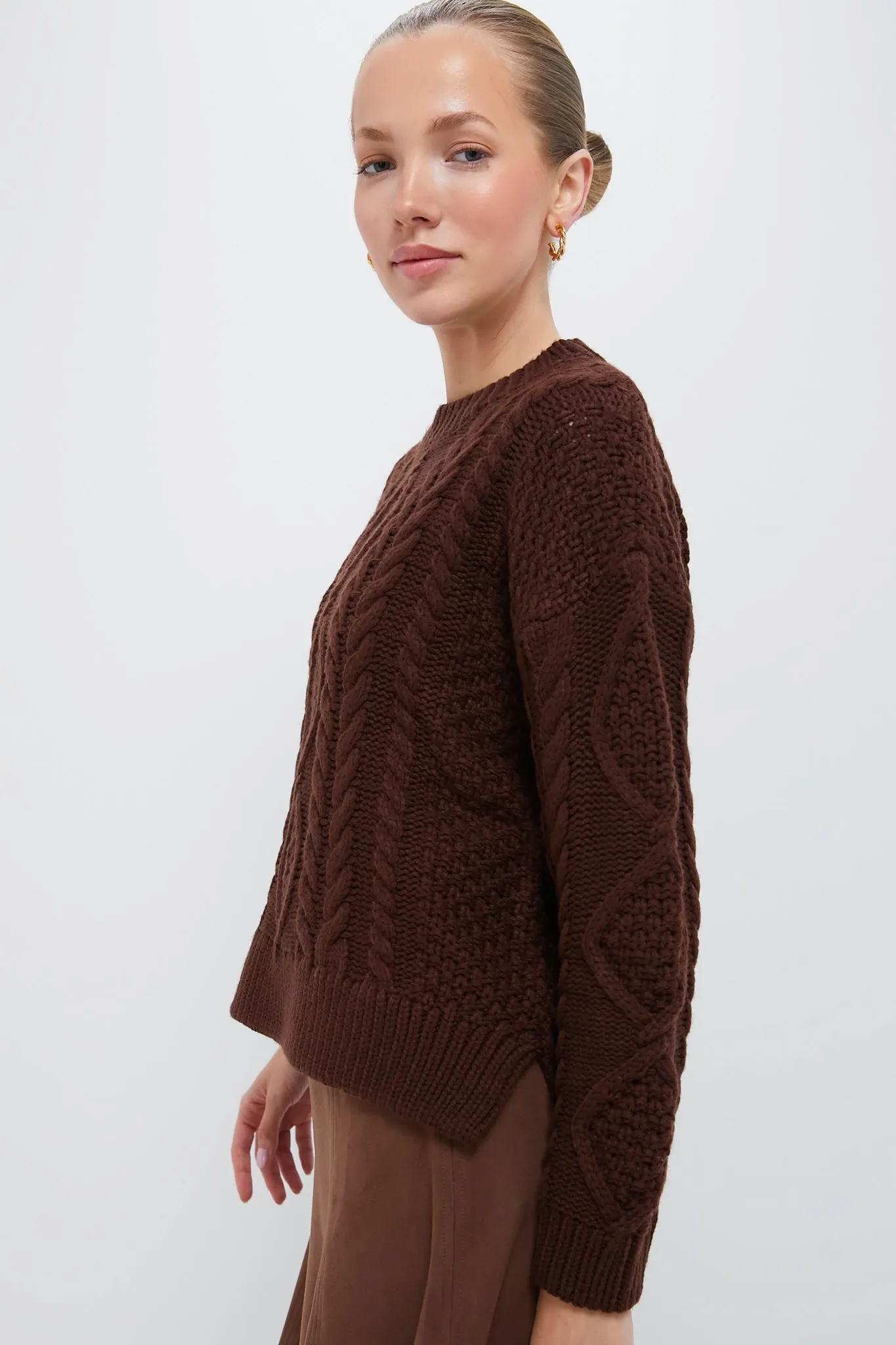 Chocolate Cable Knit Verbier Sweater