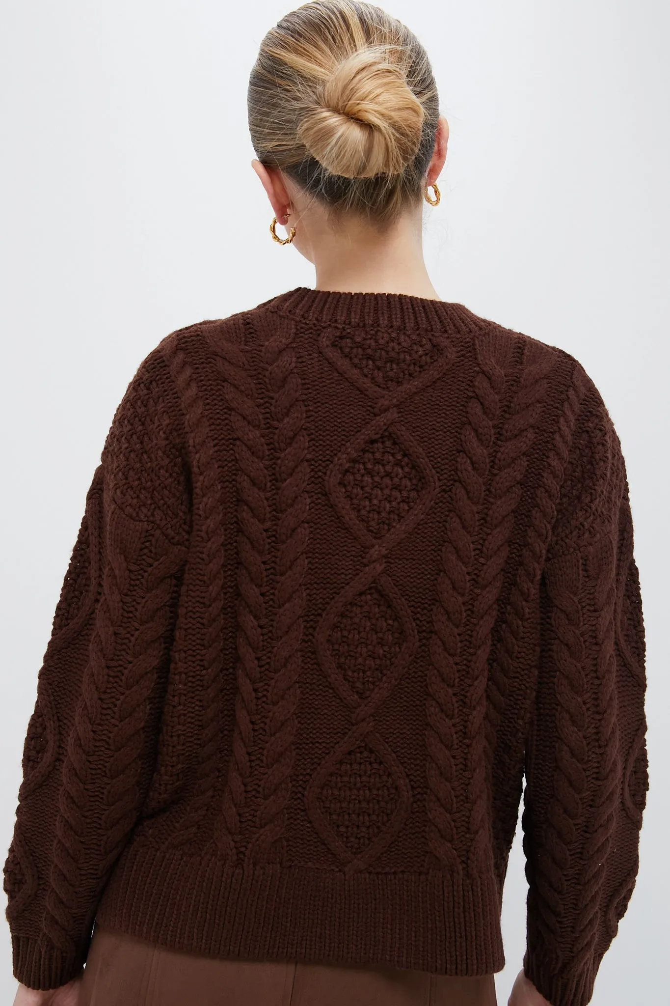 Chocolate Cable Knit Verbier Sweater