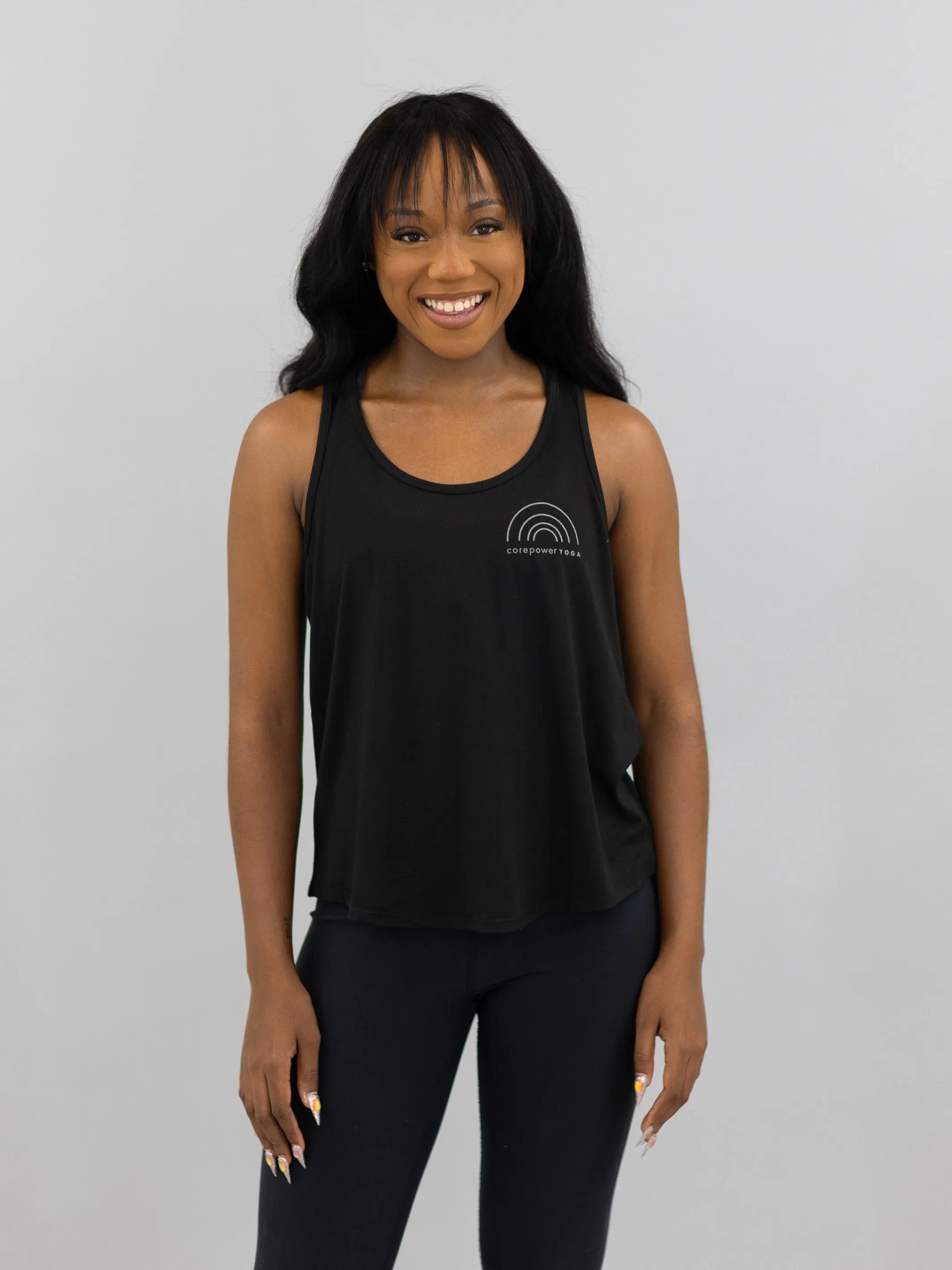 CorePower Yoga Half Glow Black Racerback Tank