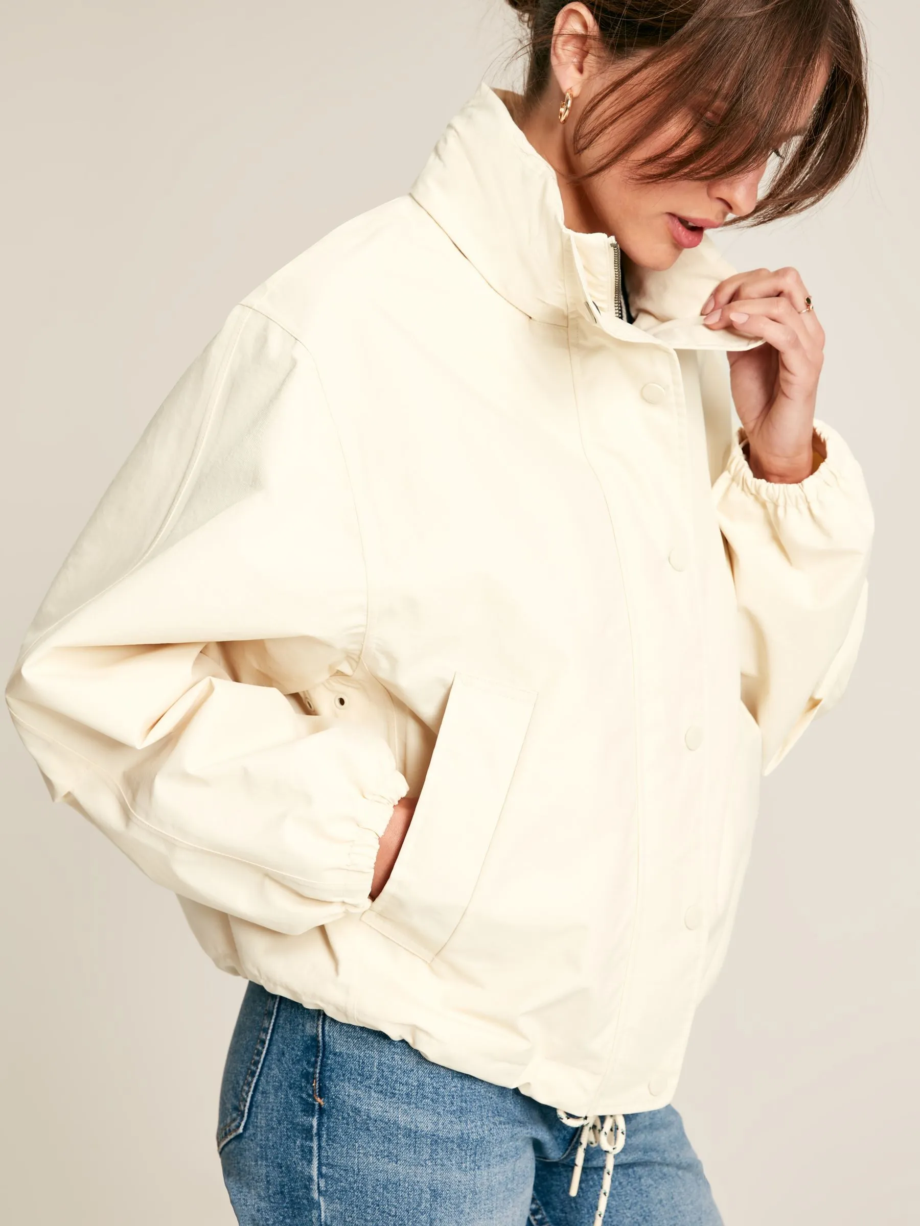 Cream Waterproof Windbreaker Jacket