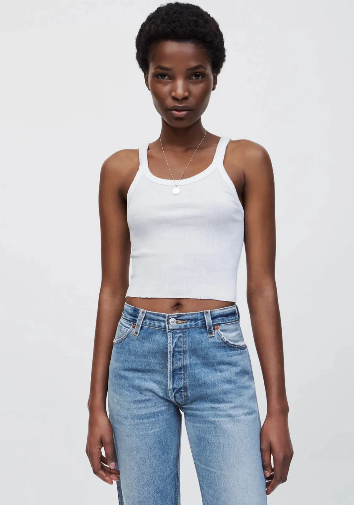 CROPPED RIB TANK OPTIC WHITE