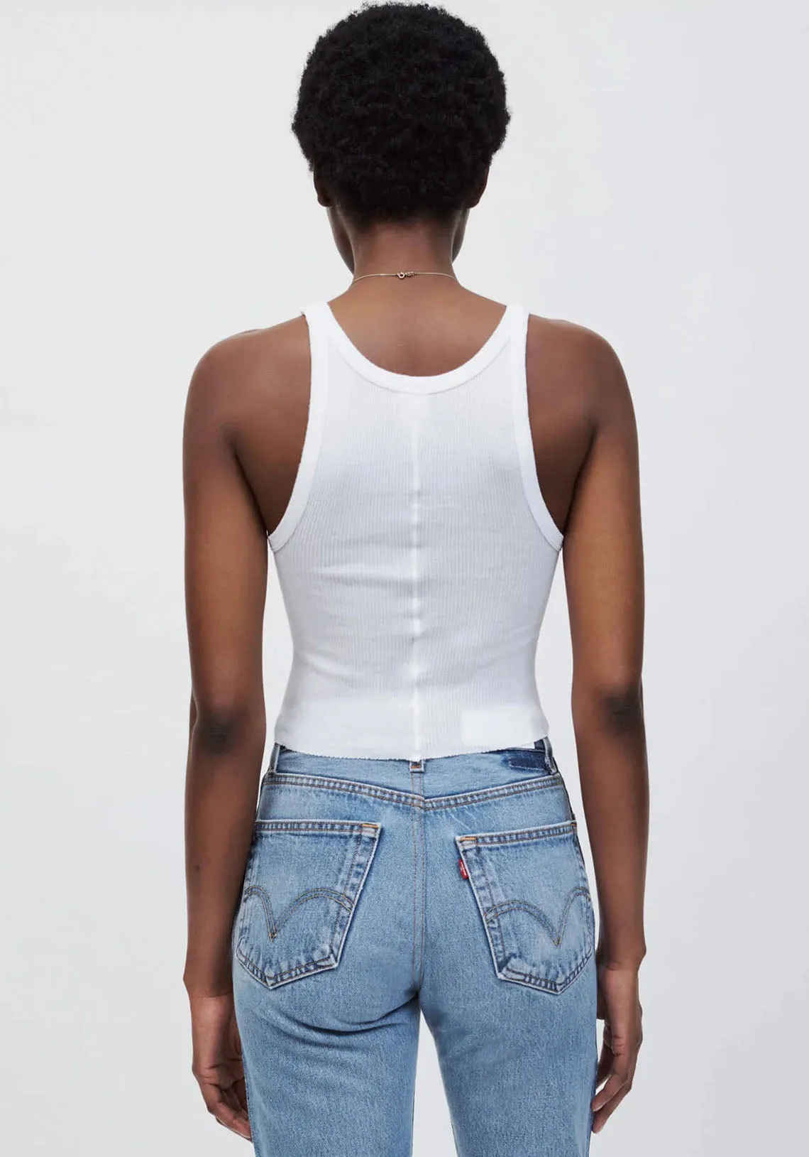 CROPPED RIB TANK OPTIC WHITE