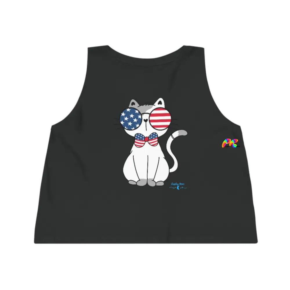 Cropped Tank Top Fourth of July Cat