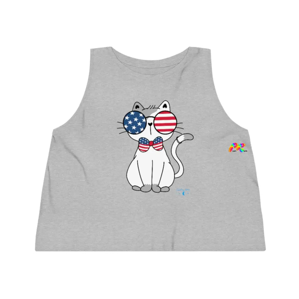 Cropped Tank Top Fourth of July Cat