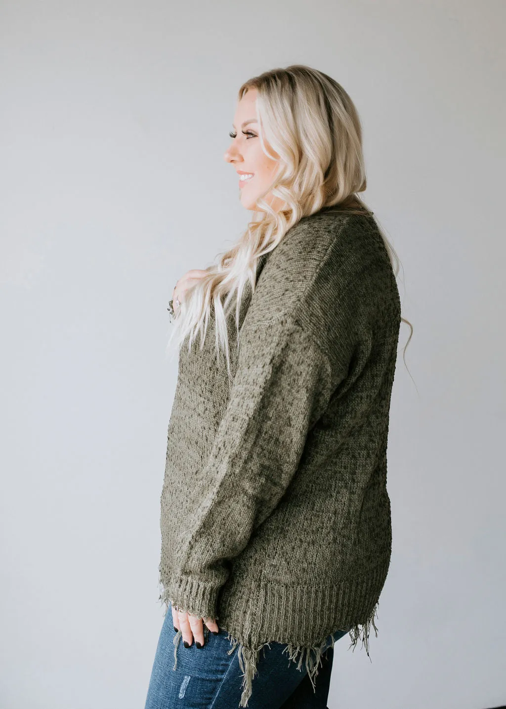 Curvy Danna Distressed Sweater