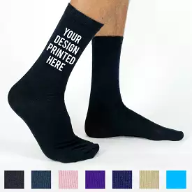 Custom Printed Flat Knit Dress Socks for Men - Large