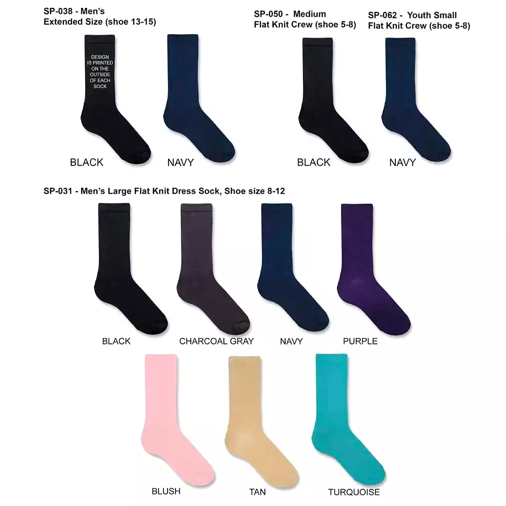 Custom Printed Flat Knit Dress Socks for Men - Large