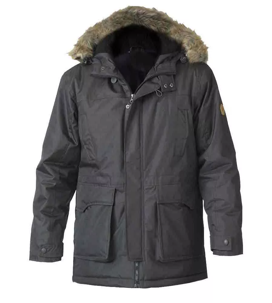 D555 Big Mens Khaki Parka Style Jacket With Detachable Fur Trim (LOVETT KHAKI)