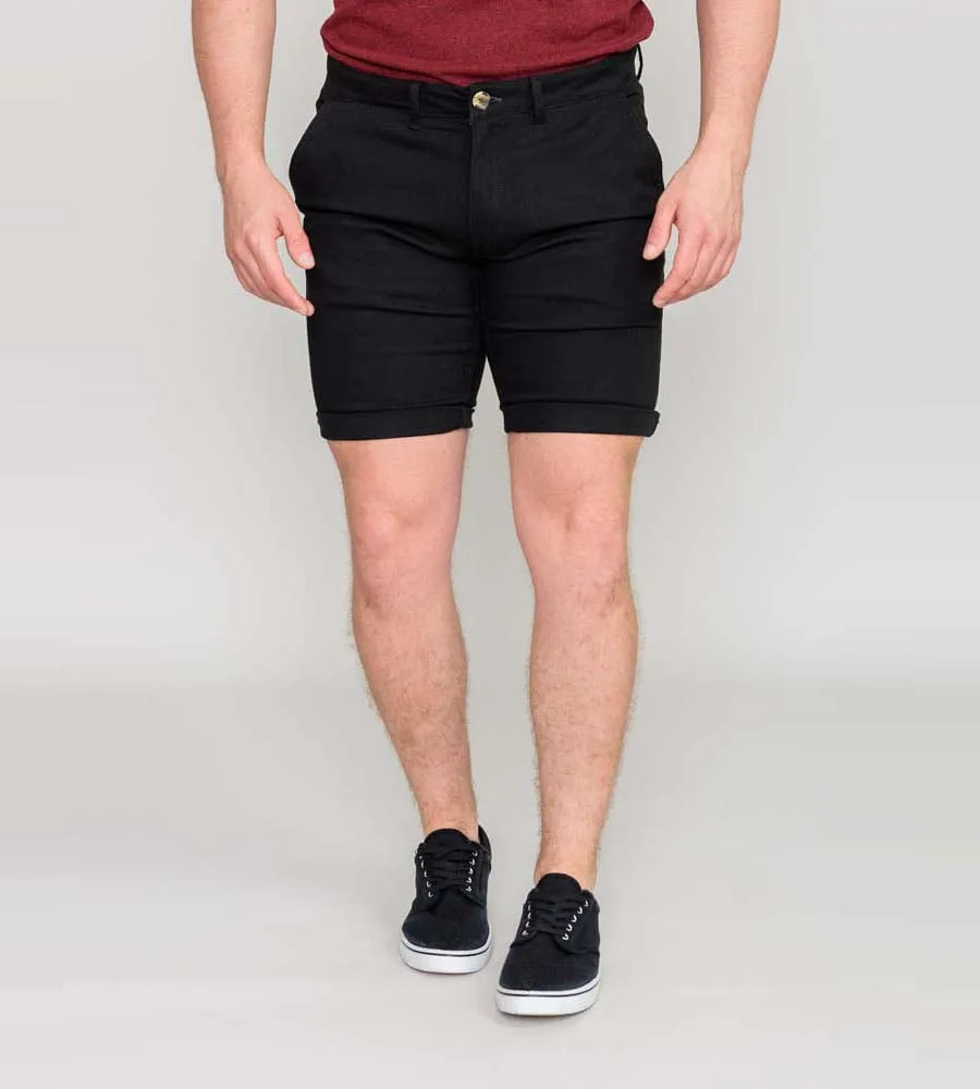 D555 Mens Black Stretch Chino Shorts (BASILDON 1)