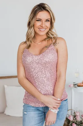 Dance Through The Night Sequin Tank Top- Pink