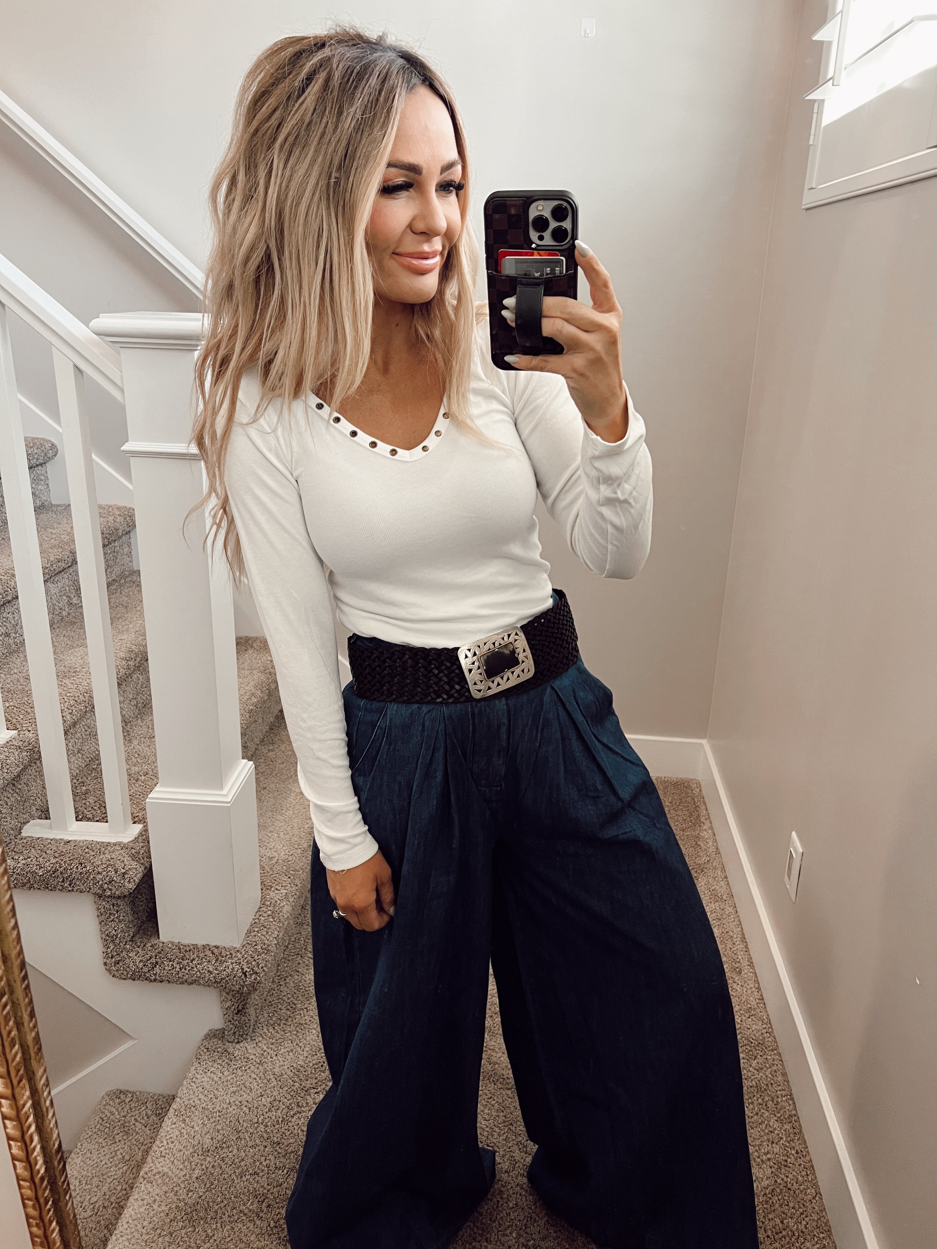 Dark denim wide leg