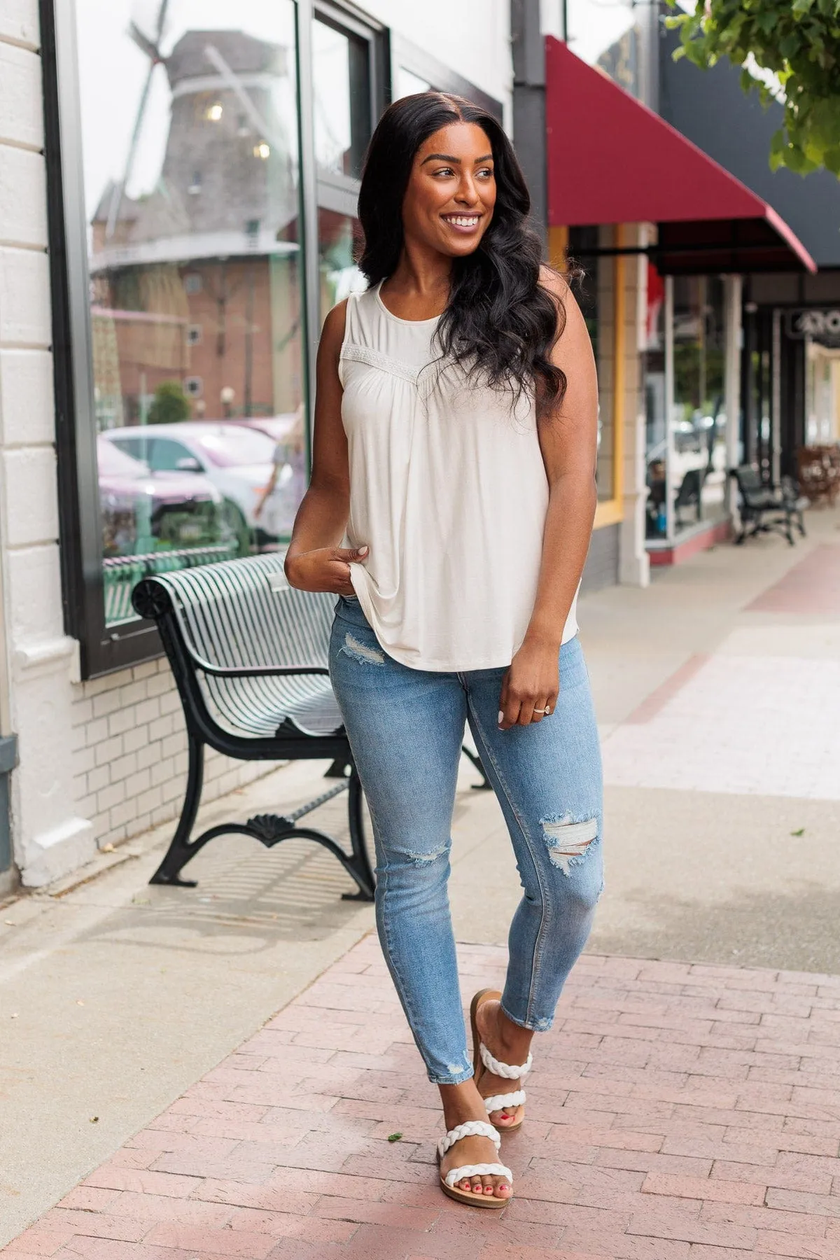 Devoted Darling Knit Tank Top- Ivory