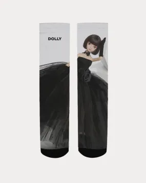 DOLLY FASHION DOLL LITTLE BLACK DRESS Women's Socks