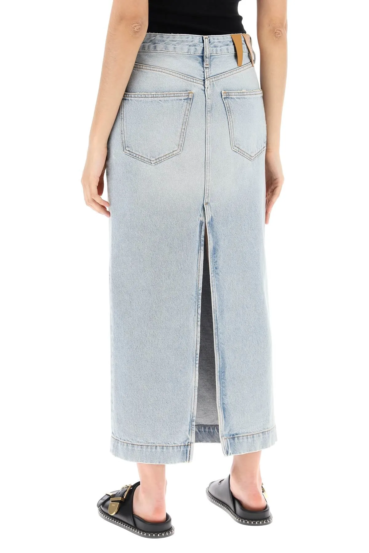 erikas denim midi skirt in