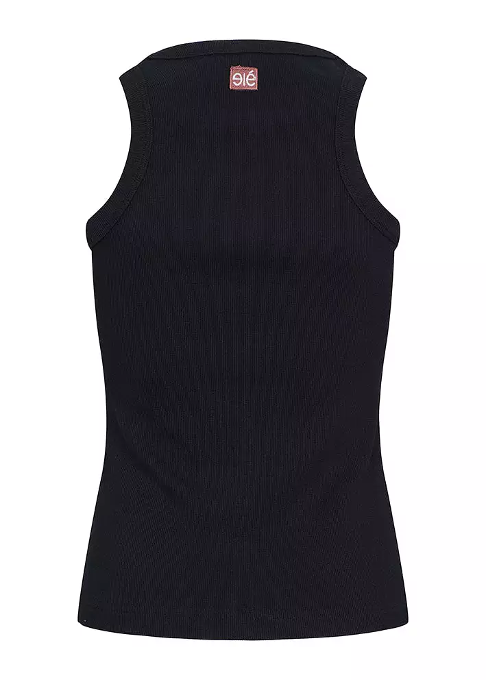 Esmé Studios Blossom Racerback Rib Tank Top - Black