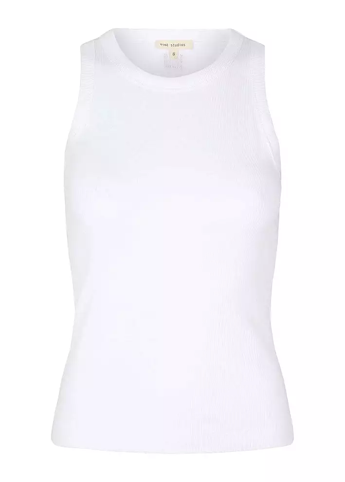 Esmé Studios Blossom Racerback Rib Tank Top - White