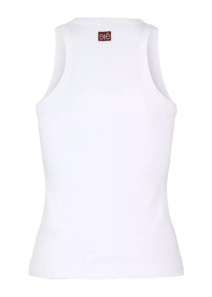 Esmé Studios Blossom Racerback Rib Tank Top - White