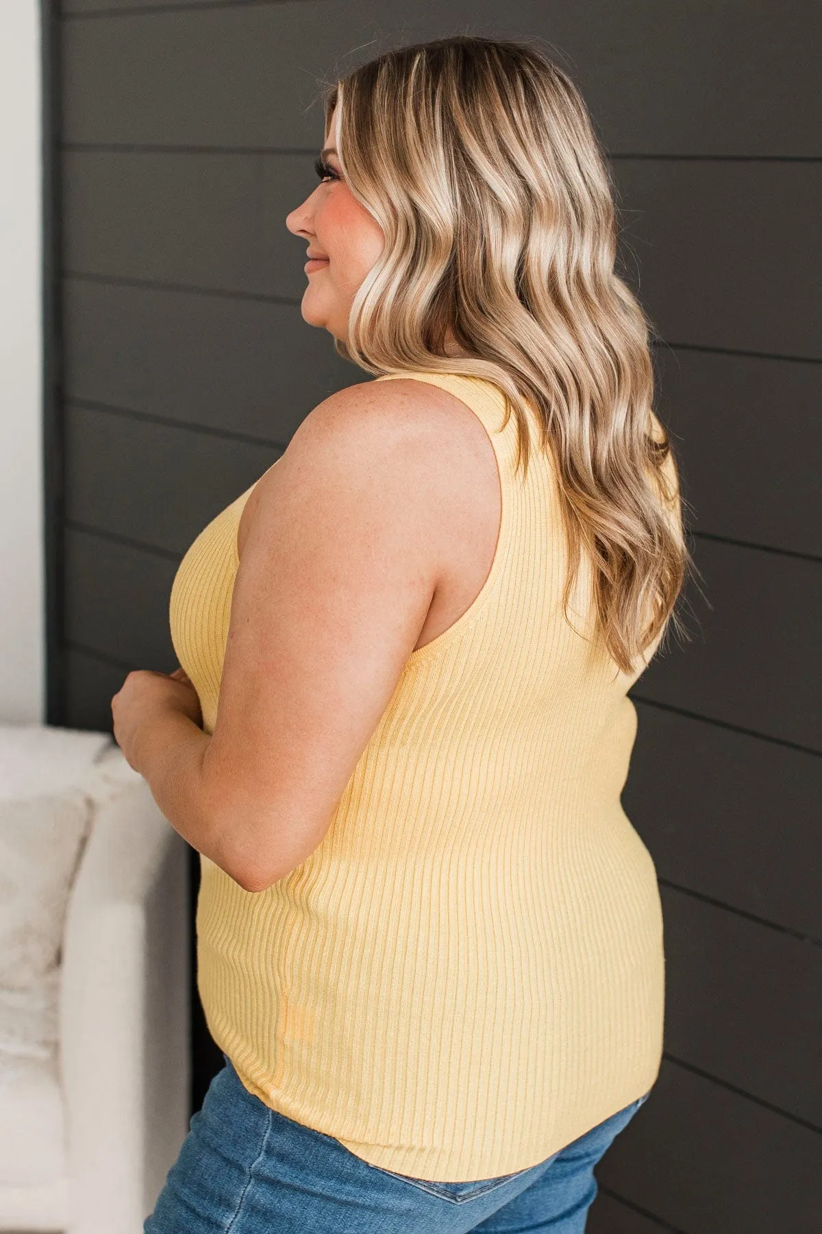 Feeling The Moment Knit Tank Top- Yellow