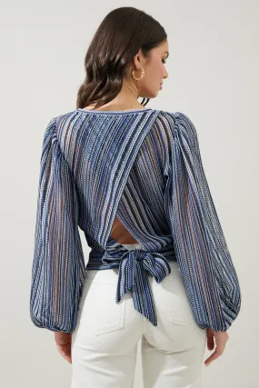 Firecracker Crochet Long Sleeve Open Back Blouse