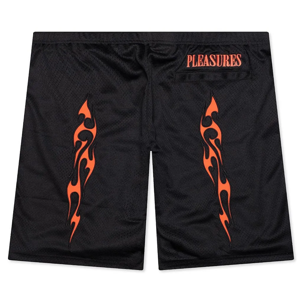 Flame Mesh Shorts - Black