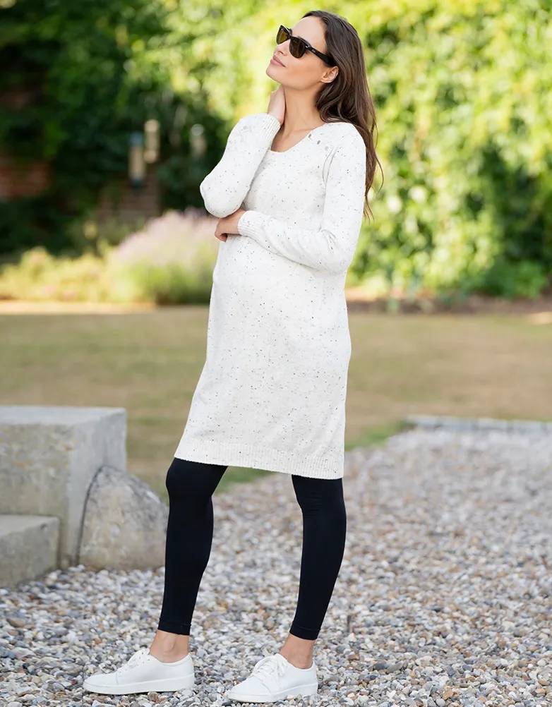 Fonda | Cream Cotton Blend Maternity & Nursing Sweater Dress