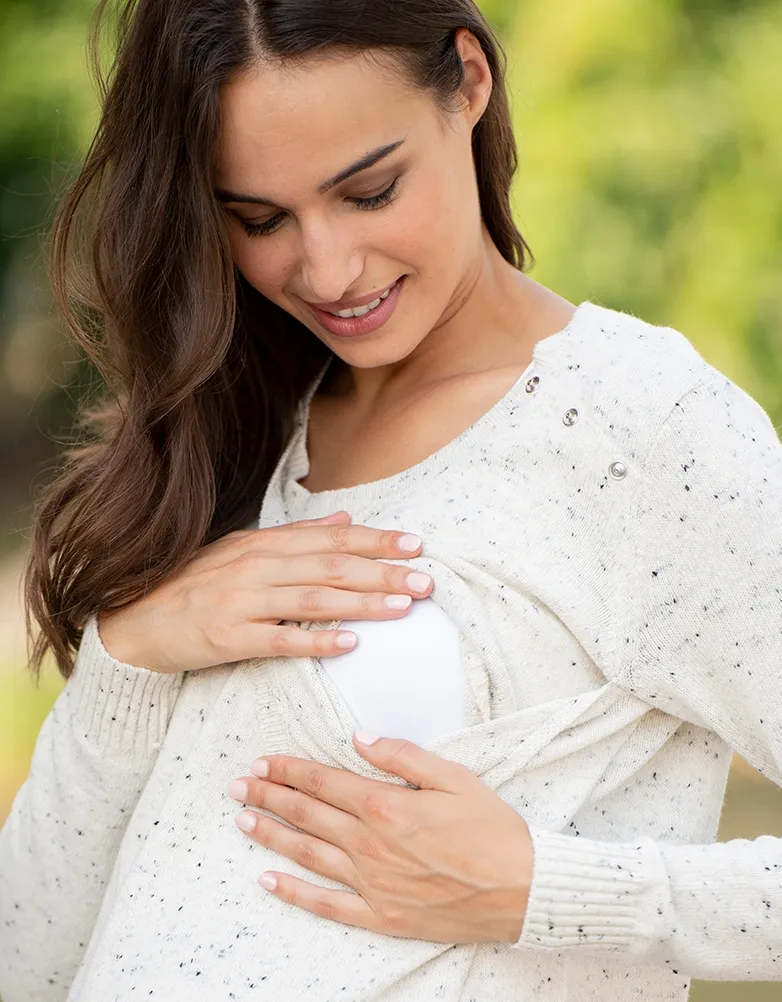 Fonda | Cream Cotton Blend Maternity & Nursing Sweater Dress