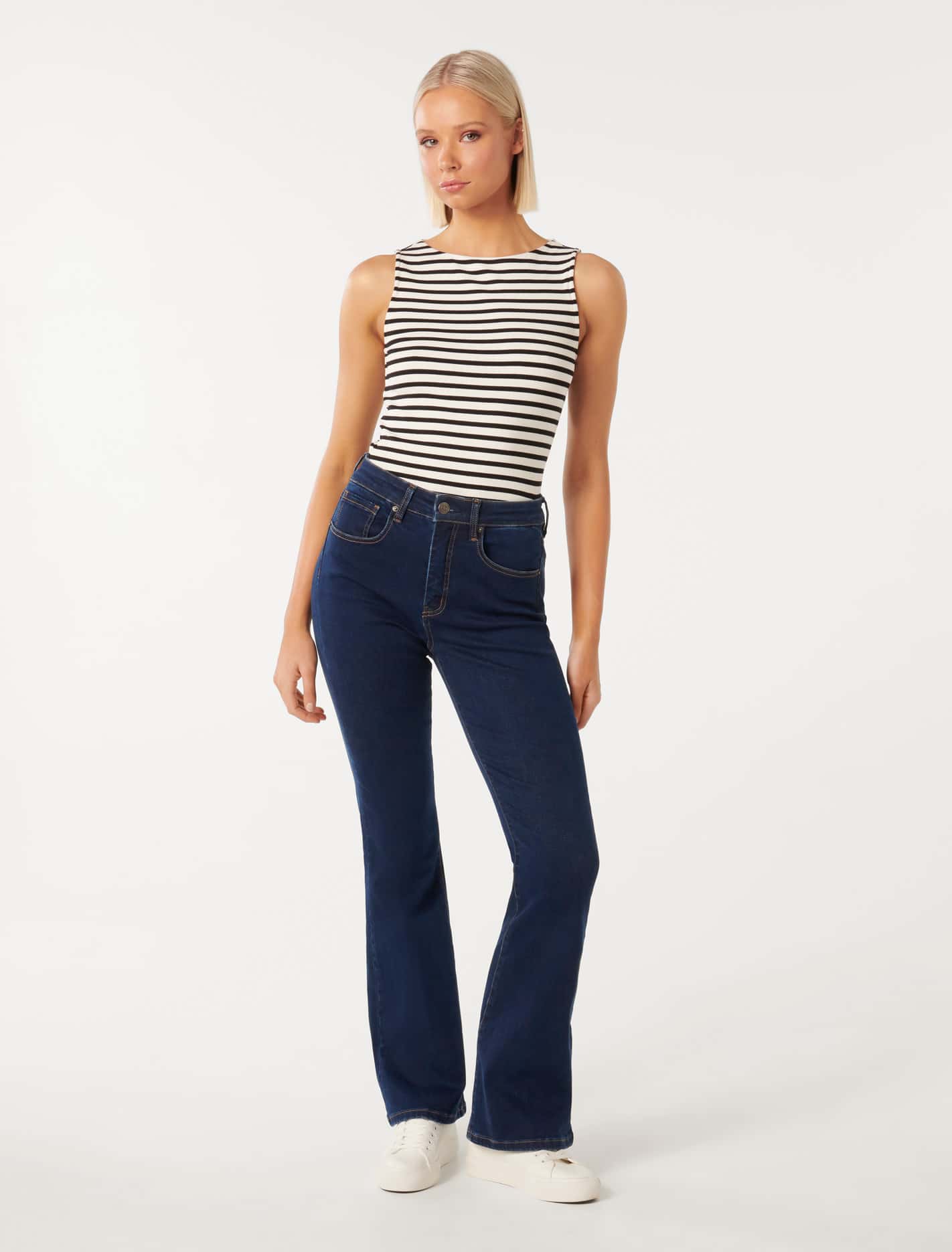 Francesca Stripe Boat Neck Tank Top