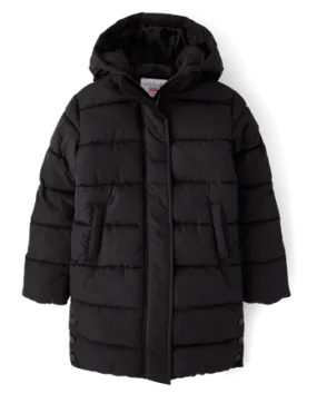 Girls Quilted Long Puffer Jacket