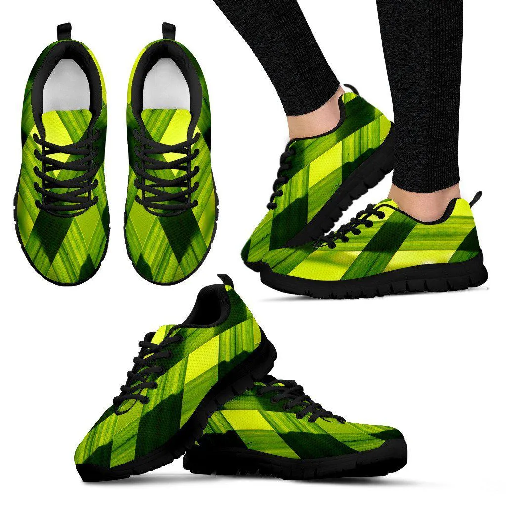 Grass Blades Black Border Women's Sneakers