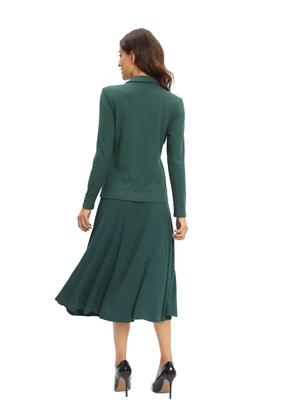 Green Jersey Polo Shirt and Matching Skirt Set