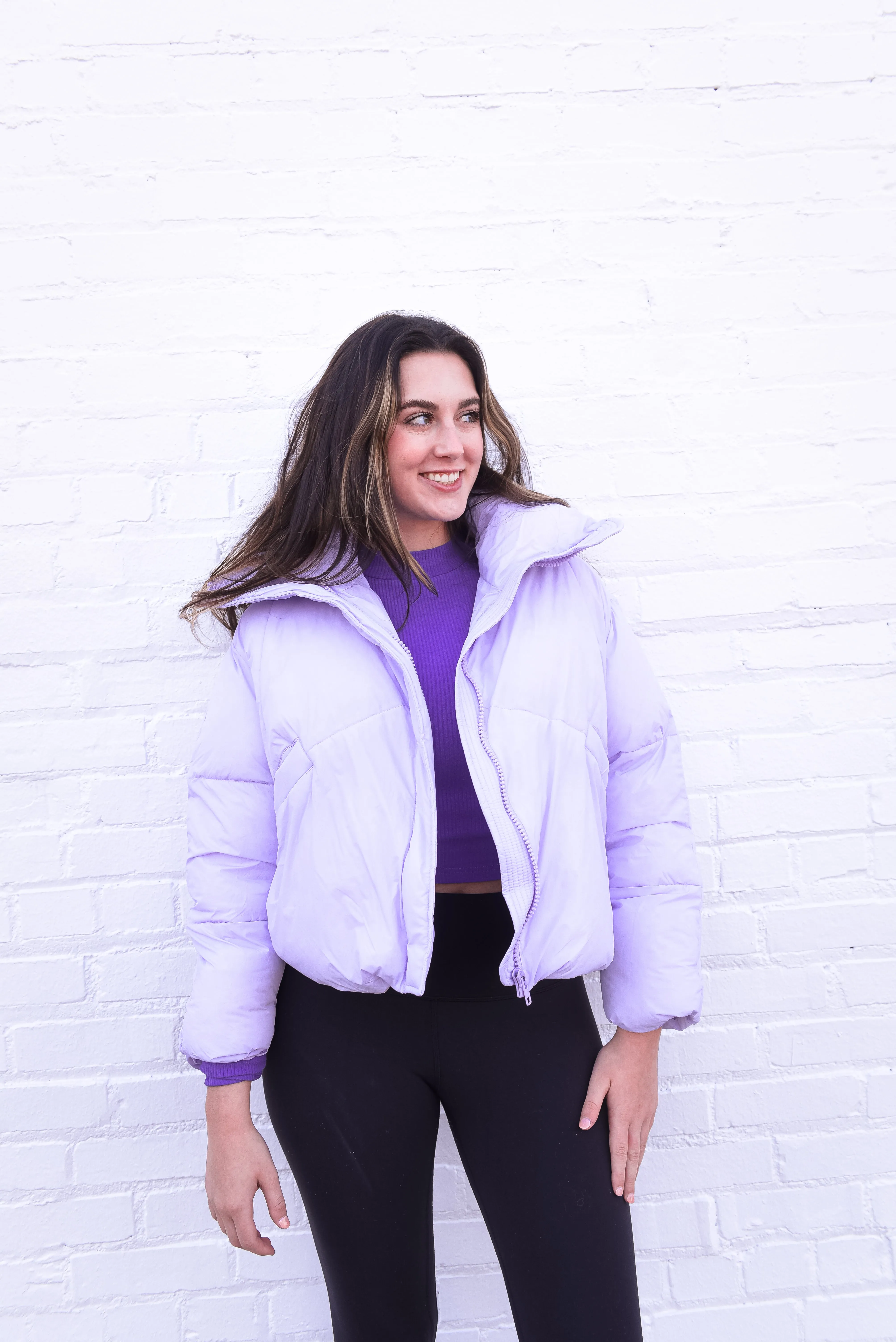 High Neck Puffer Jacket Lavender