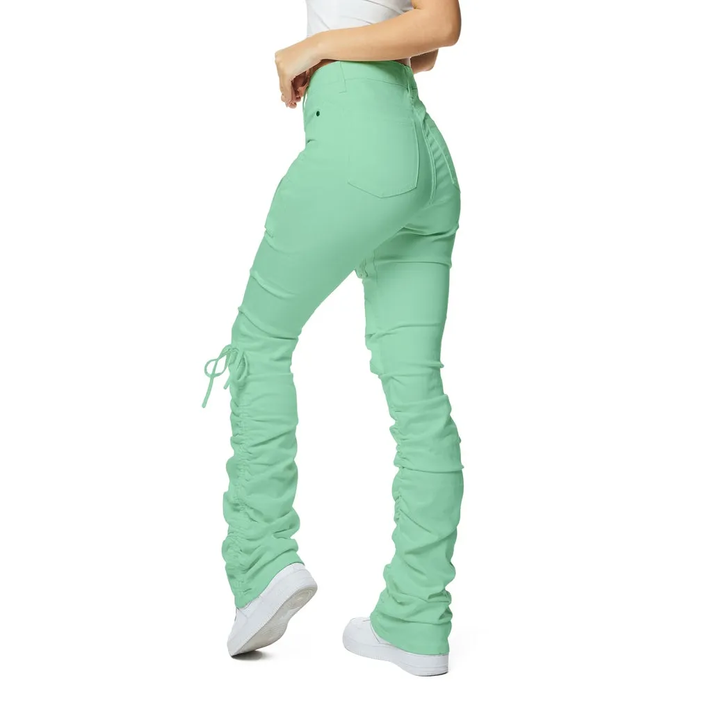 High Rise Bootcut Strap Twill Pants - Mint