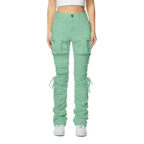 High Rise Bootcut Strap Twill Pants - Mint