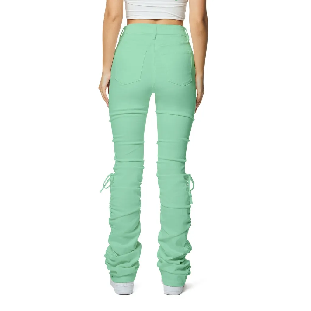 High Rise Bootcut Strap Twill Pants - Mint