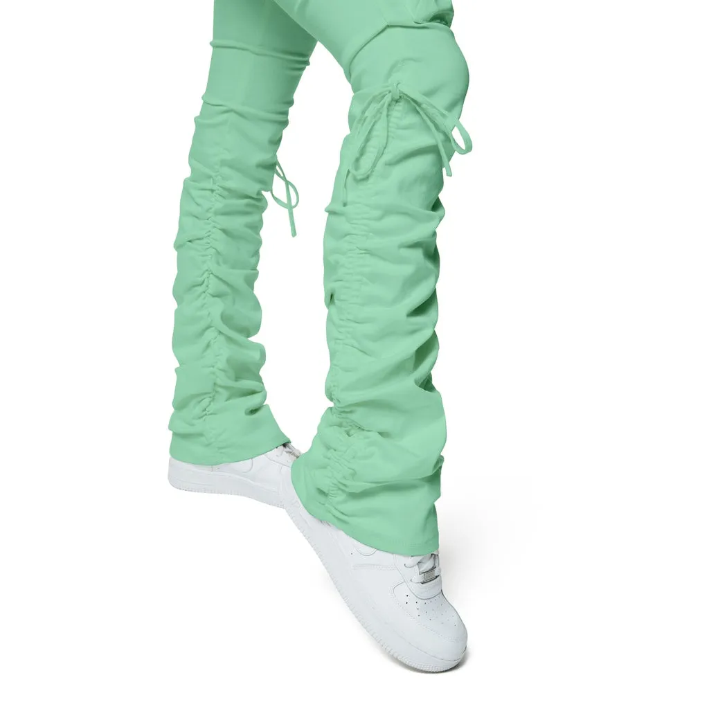 High Rise Bootcut Strap Twill Pants - Mint