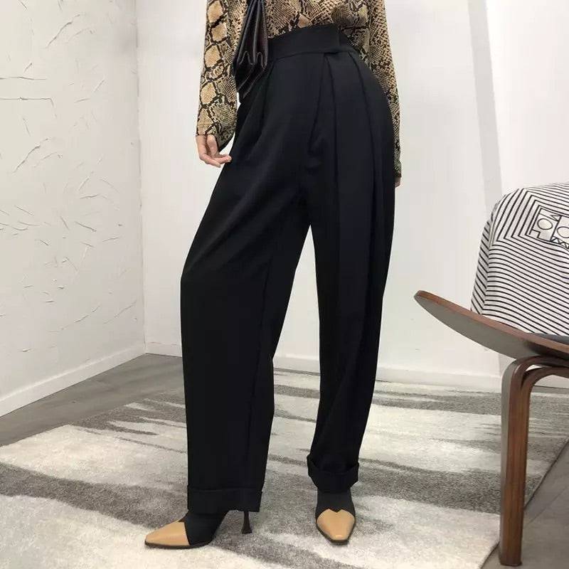 High Waist Loose Pleated Wide Leg Pants