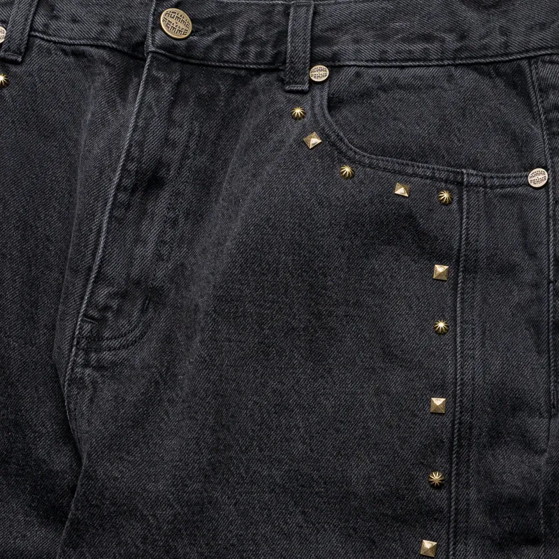 Homme Femme Studded Denim Jeans - Black Wash