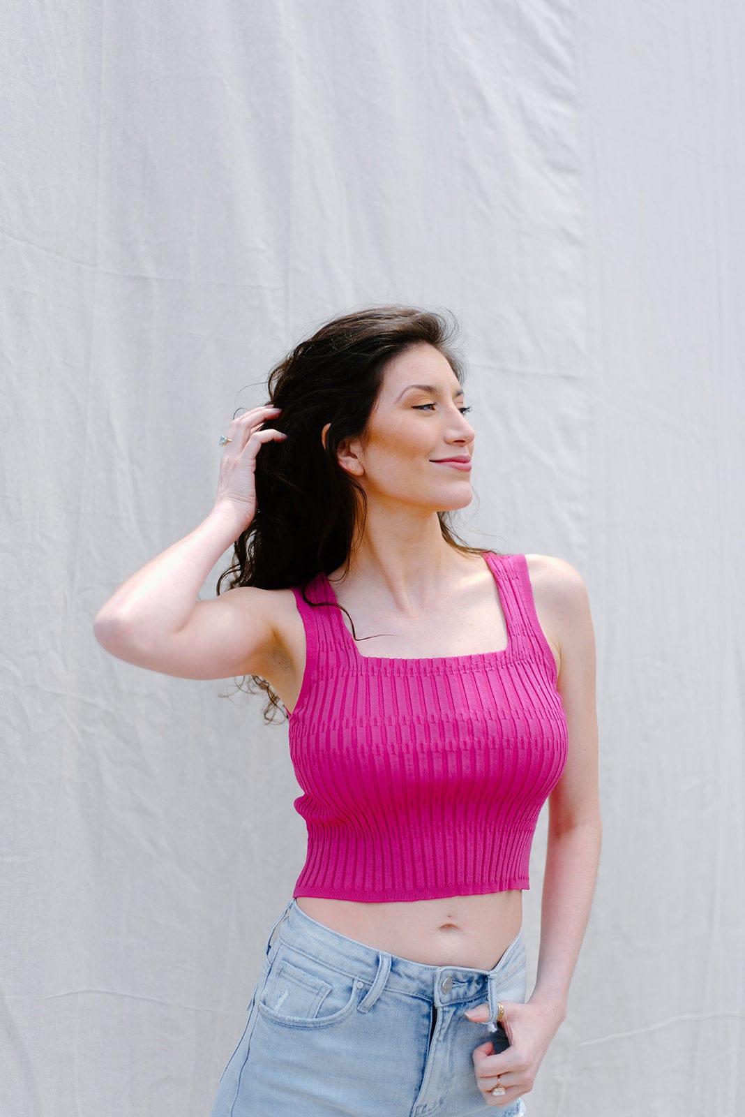 Hot Pink Square Neck Tank