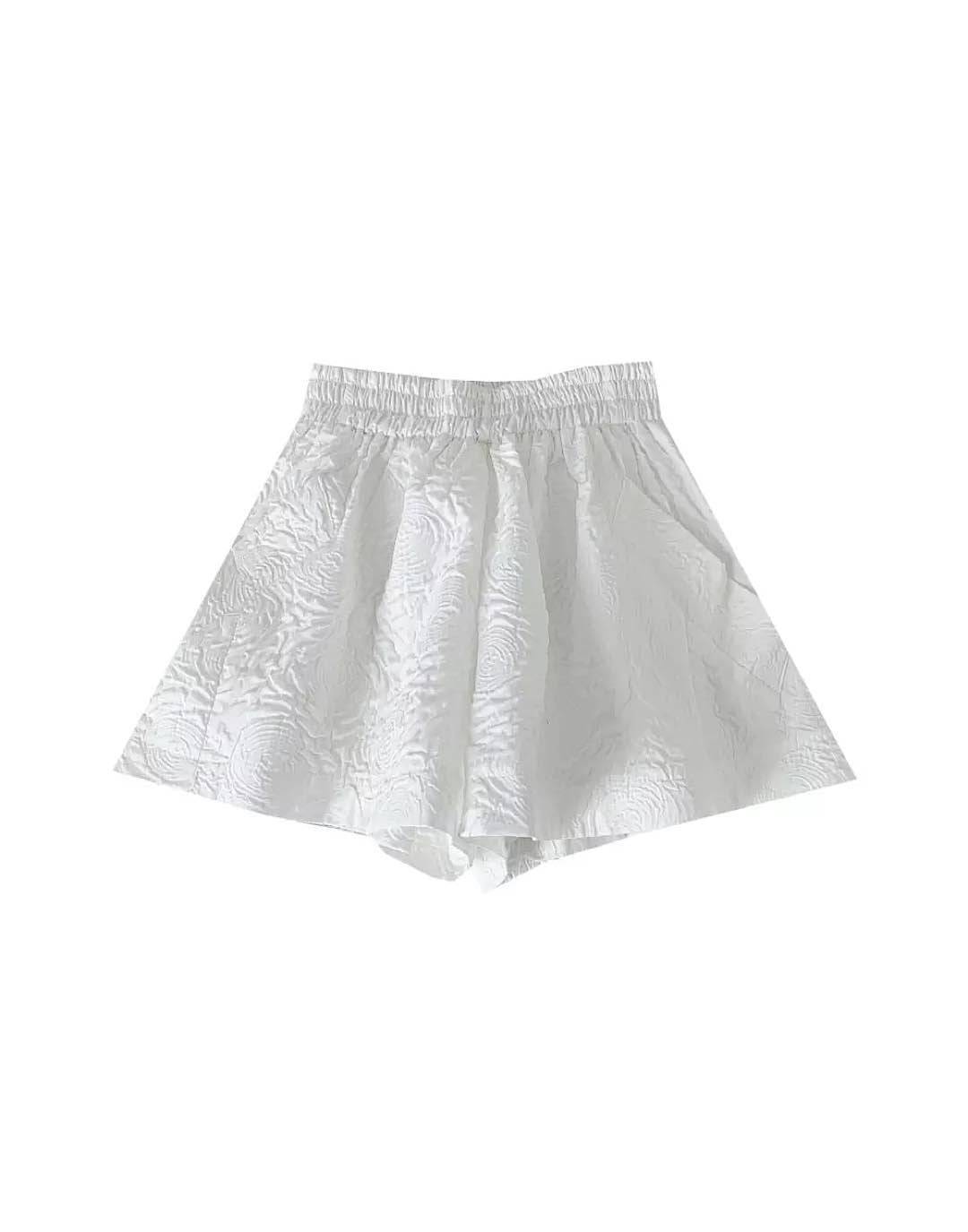 Jacquard Wide Leg Mini Shorts