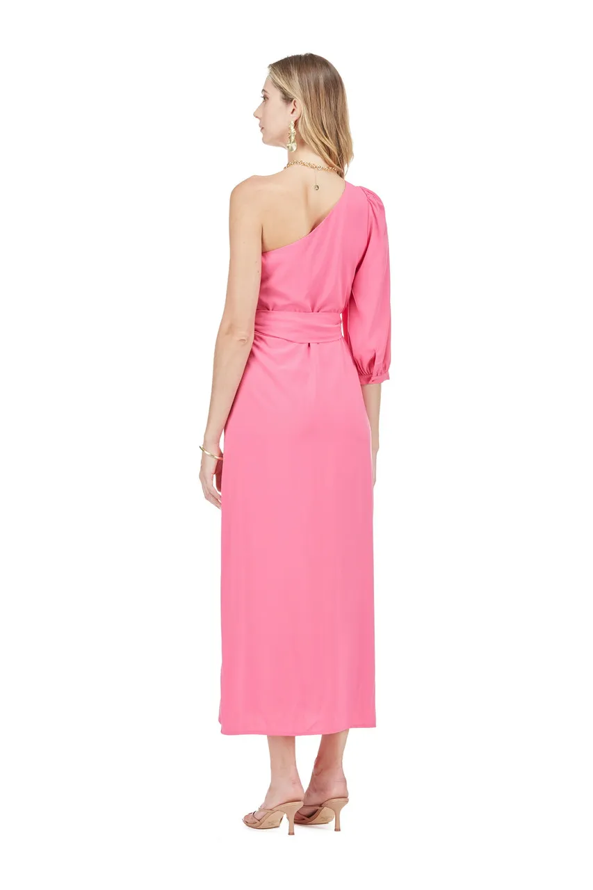 Jade One Shoulder Column Dress, Pink