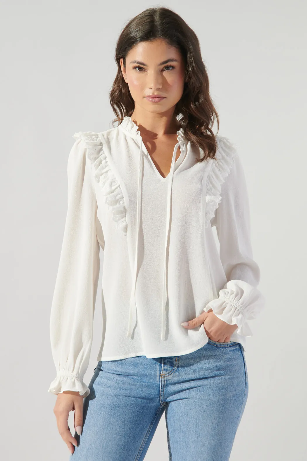 Karly Lace Trim Princess Blouse