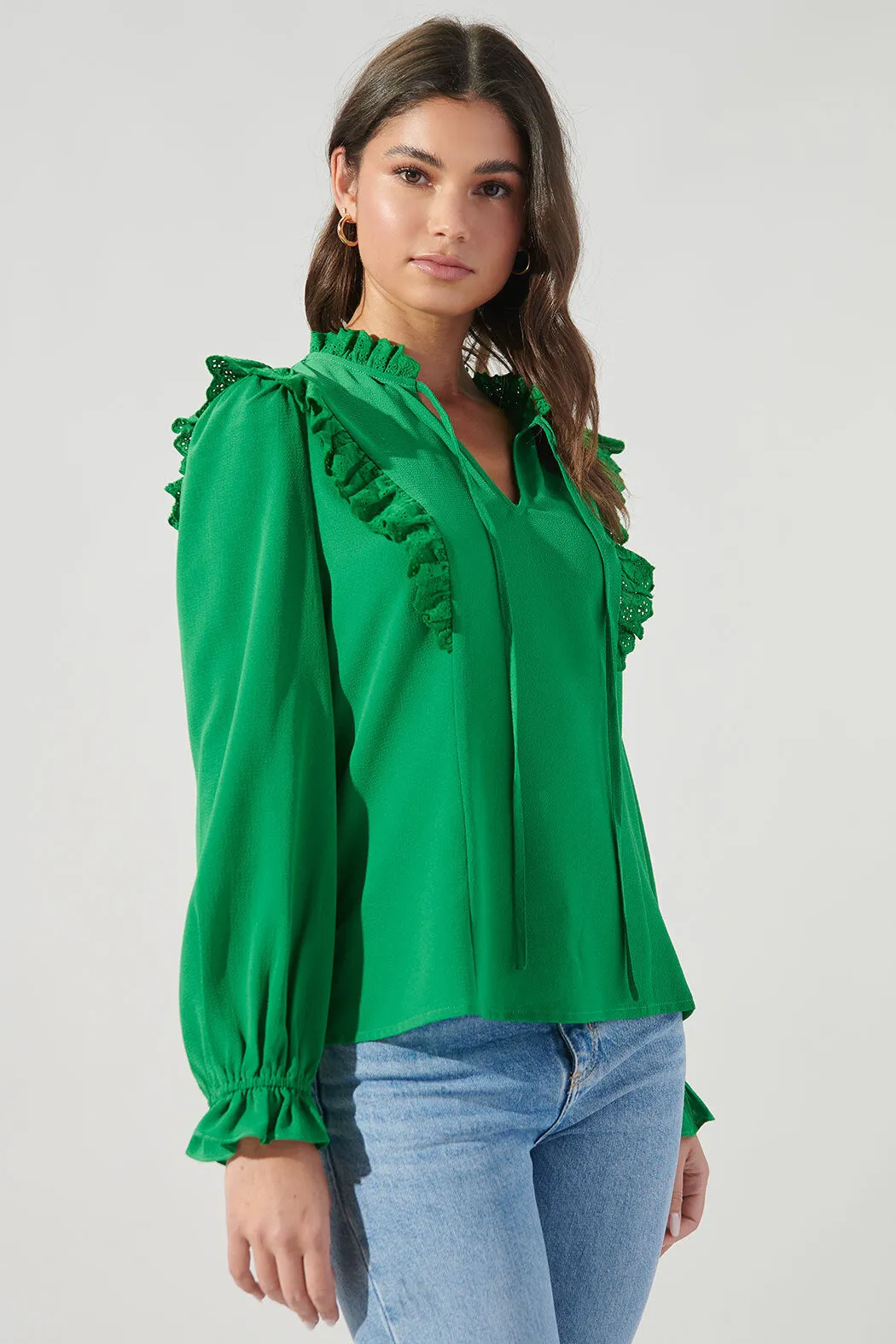 Karly Lace Trim Princess Blouse