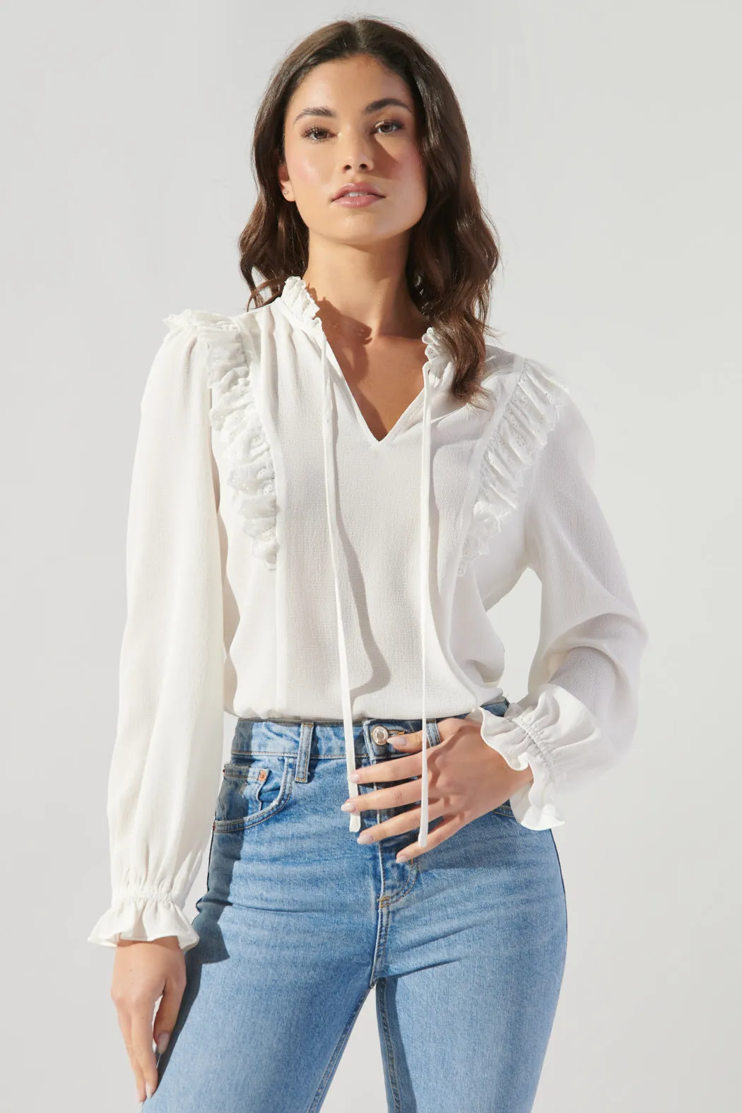 Karly Lace Trim Princess Blouse