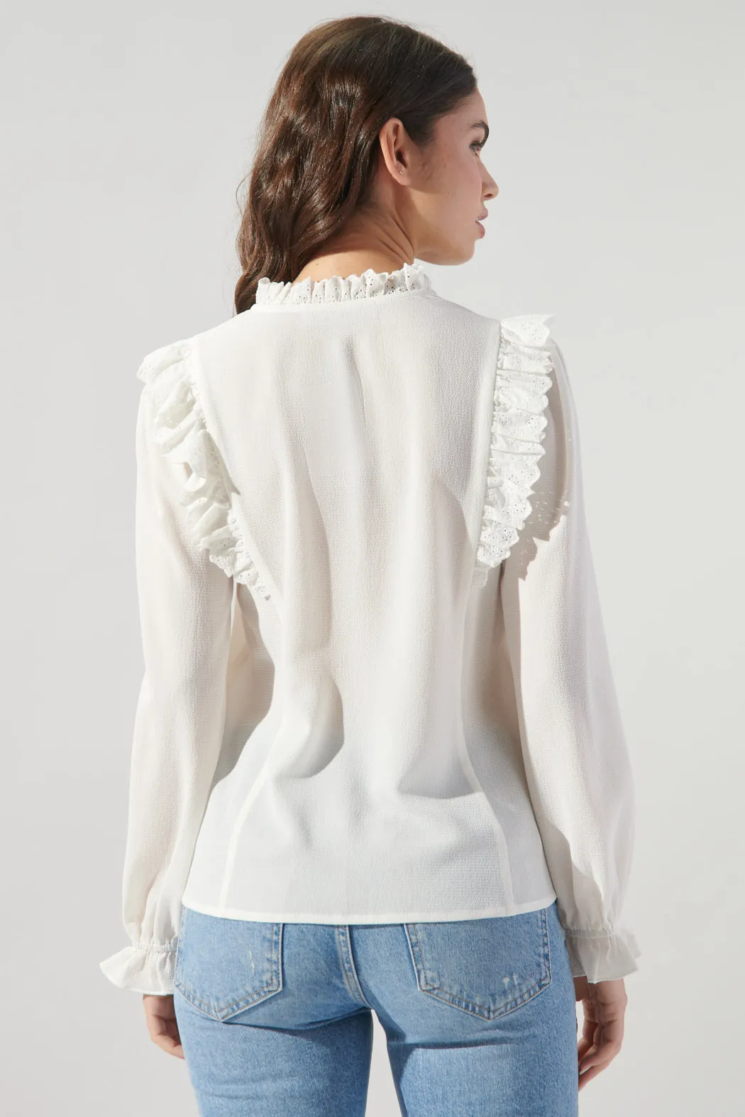 Karly Lace Trim Princess Blouse