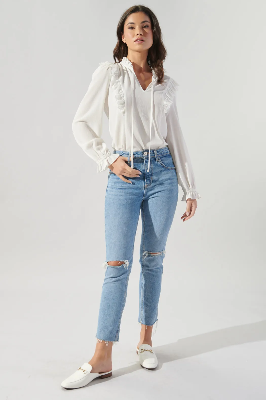 Karly Lace Trim Princess Blouse