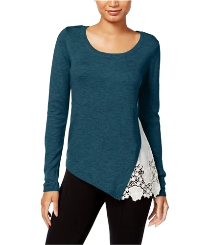 Kensie Womens Lace-Trim Knit Sweater