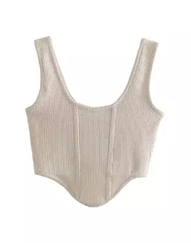 Knit Asymmetrical Crop Tank Top