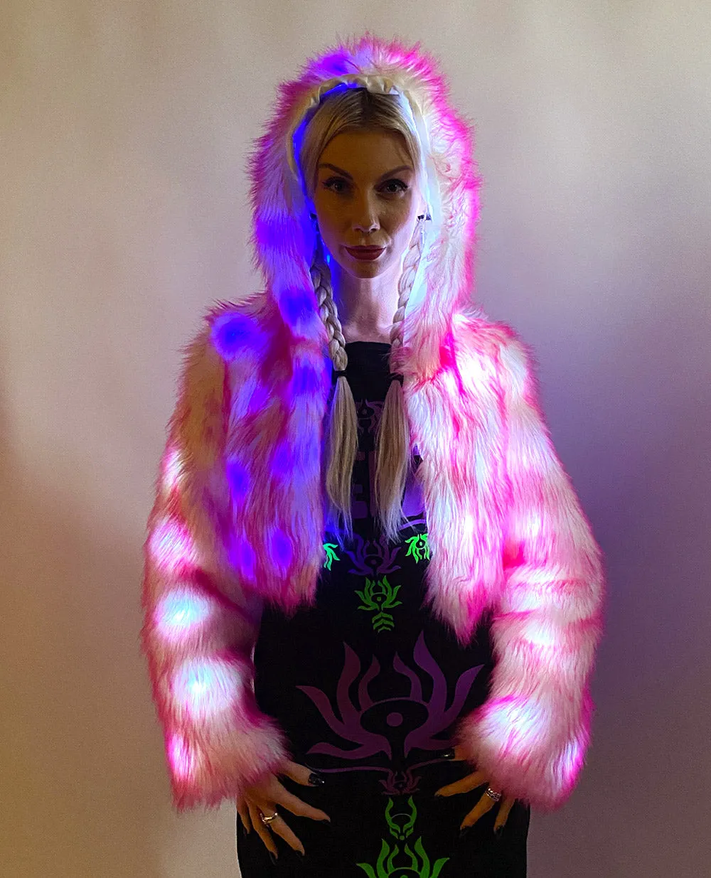 LED CROP FUR JACKET